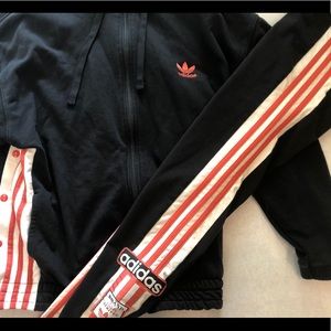 Adidas Black & Coral striped pants Medium
